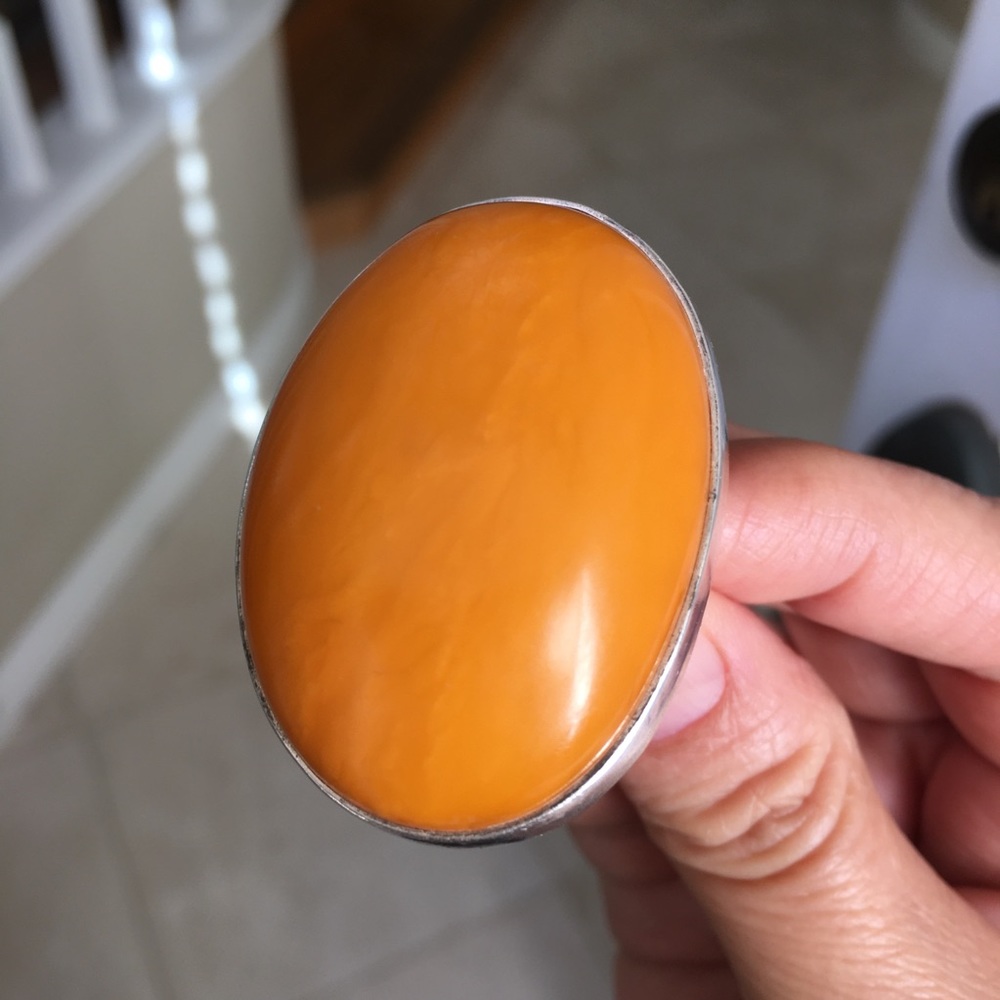 Butterscotch Baltic amber sterling silver ring